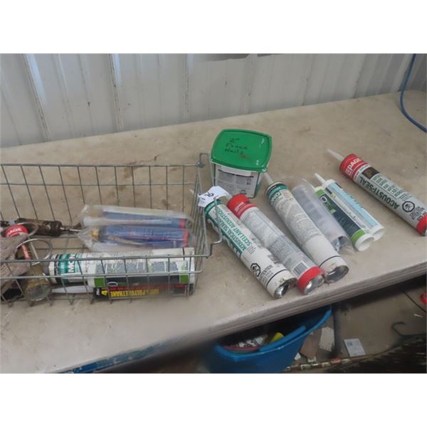 Caulking Tubes, 2" Fence Nails, Hardware