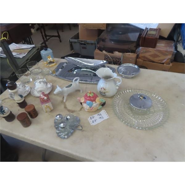 Royal Albert China Cream + Sugar Set, Glass Kitchen Items, Salt + Pepper Shakers, Serving Tray