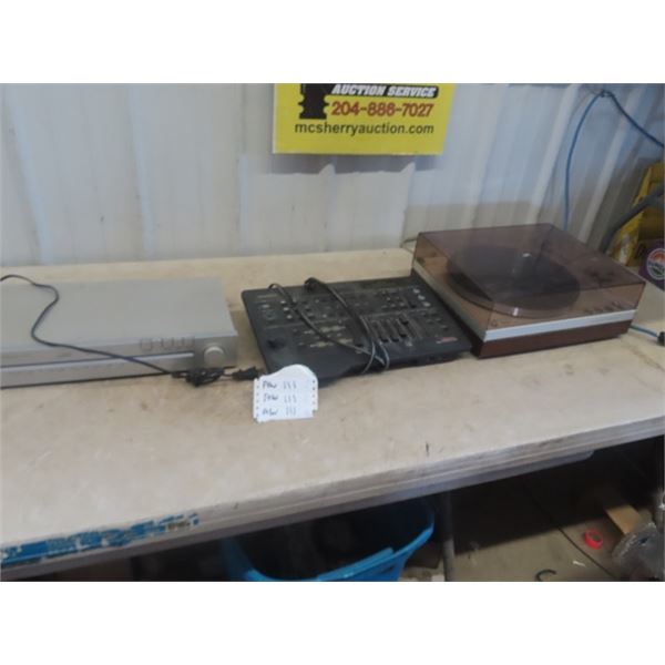 Phillips Turn Table, Panasonic Mixer, AKAI Tuner