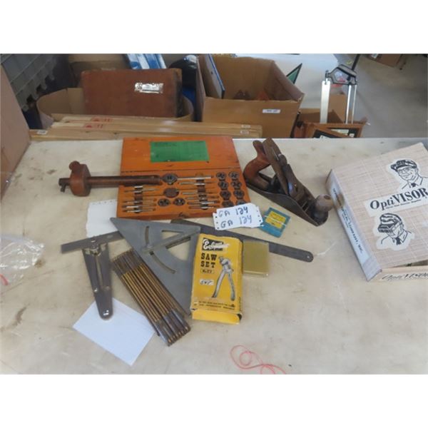 Tap + Die Set, Stanley Wood Planer, Folding Ruler plus more