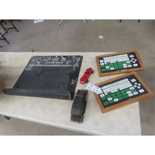 Chalkboard, Electronic Golf Game, Car Radio, Wooden Race Car
