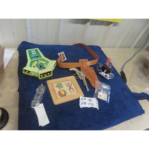 Trophy, Ranger Cap Gun & Holster, Wind Up Bike, Coleco Electric Baseball plus more