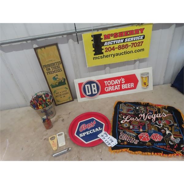 Plastic DB Beer Sign 7.5" x 24" , Stir Sticks, Trays plus more