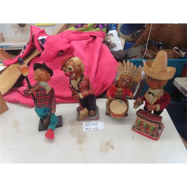 4 Battery Operated Displays; Clown, Bartender, Chief, Lonesome Charlie