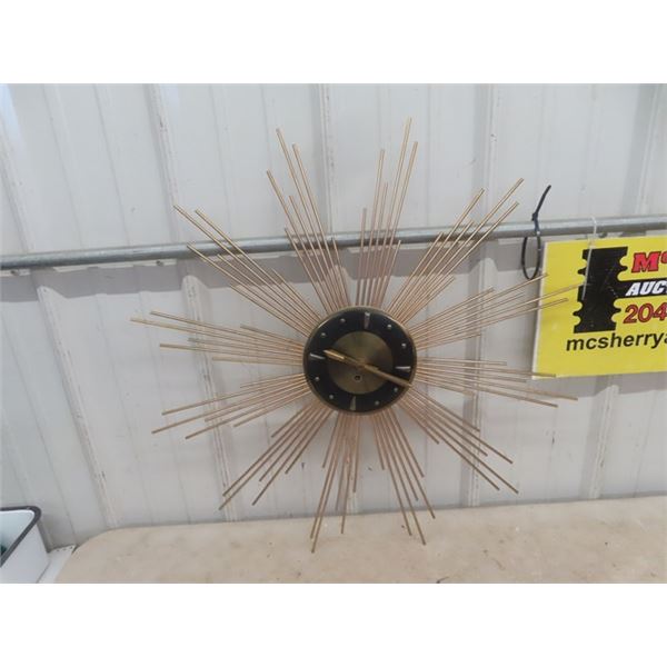 Mid Century Welby Wind Up Clock 28" Wide with Key