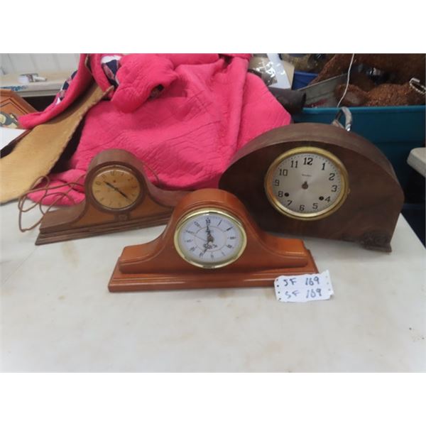 3 Mantle Clocks; 1) Vintage Waterbury, 1) Vintage Techton, 1) Modern Circa