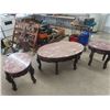 Image 1 : 3 Pc  Table Set with Marble Top; Coffee Table 20" x 48" x 30" , End Tables 22" x 26" x 20"