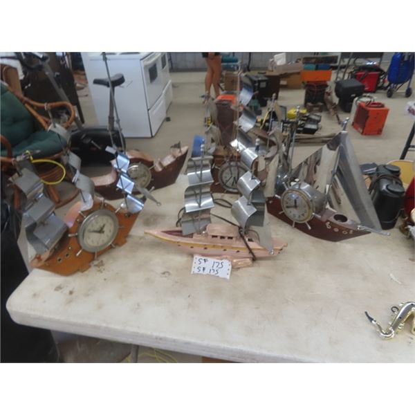 5 Ship Mantle Clocks; 1 Snider, 3 Sessions, 1 Metal Craft