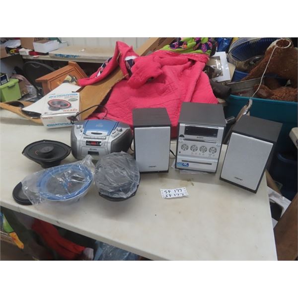 Sony Stereo, Curtis Portable CD/Radio Player, Speakers