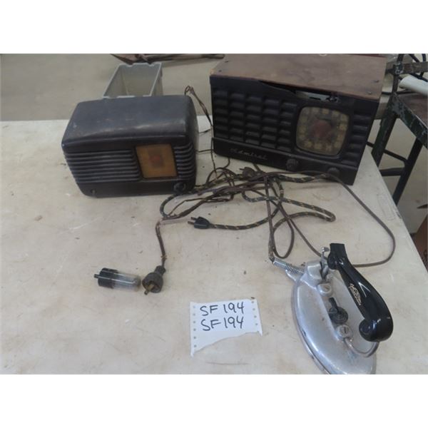 Vintage Philco Radio, Admiral Radio, Featherline Iron