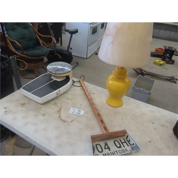 Household Scale, License Plate Dust Pan, Lamp
