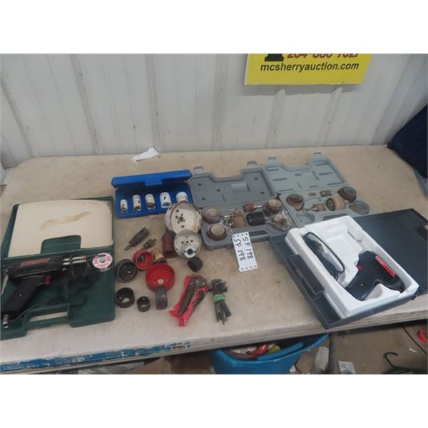 Drum Sander Kit, Whole Saw, Soldering Gun, Allen Wrenches