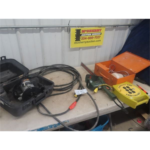 Wagner Power Point Sprayer, Craftsman Router, Extension Cord, Electric Hedged Trimmer