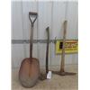 Image 1 : 3 Hand Yard Tools; Shovel, Axe, Pick