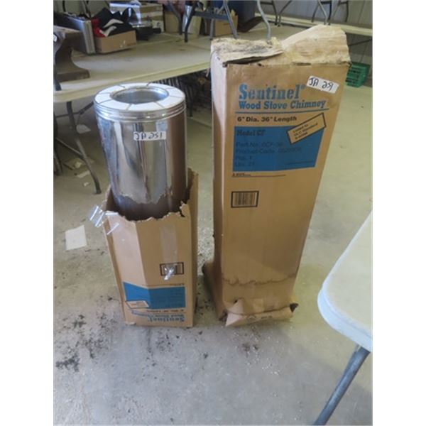 2 Sections of Wood Stove Chimney 6" x 36"