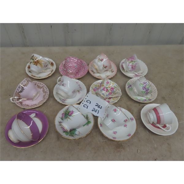 12 China Cup + Saucer Pairs ; Royal Albert, Royal Vale, Roslyn, Jason, Radfords, Old Royal, Royal St