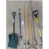 Image 3 : 7 Hand Yard Tools; Shovel, Edger, Potato Fork, Grass whip, Sickle, Weed Puller