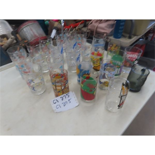 McDonalds Slogan Glasses, Disney Character Glasses, M&M & Muppet Glasses