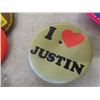 Image 5 : Large Quantity of Buttons ; Slogans, Sports, Politics, Company, Vacation, Charity, "I Love Justin" w