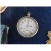 Image 3 : 2 Pocket Watches- 1 is Jewel 8 day , Some Broaches & Pins