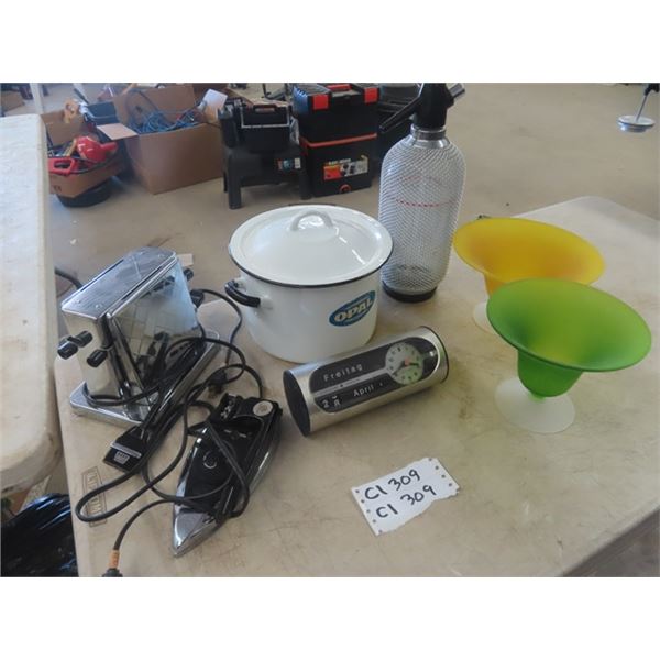 Enamel Pot, Drop Side Toaster, Sprayer Bottle plus more