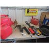 Image 1 : Grease Gun, Gas Can, Funnels, Transfer Pump