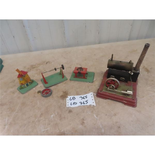Stationary Engine Toy with Saw Mandrel & Wind Mill