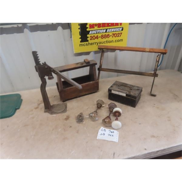 Shoe Shine Box, Store Paper Dispenser, Money Box, Old Door Knobs, Bottle Opener, Bottle Corker