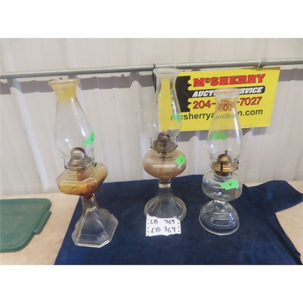 3 Coal Oil Lamps