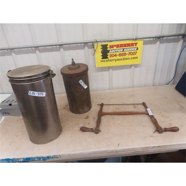 2 Stainless Steel Compost Bucket, Implement Seed Box, Saw