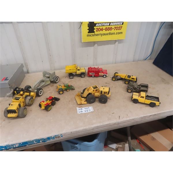 10 Smaller Tonka; Loader, Tractor, Truck plus others
