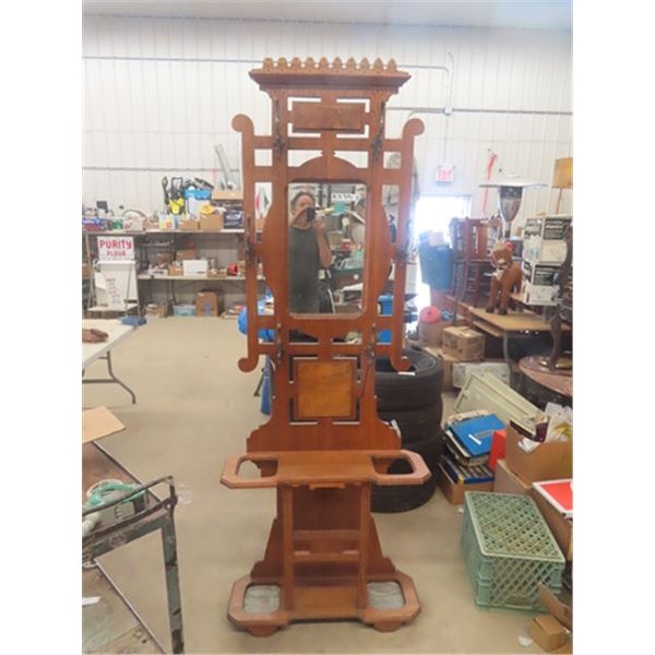 Gorgeous Hall Stand with 6 Lion Head Hooks 84" Tall 31" Wide