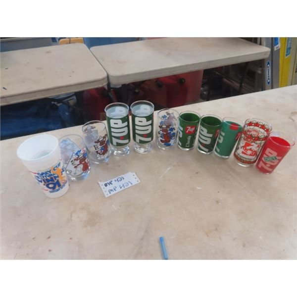 Vintage 7 Up Glasses - Bottle Girl Diet 7Up