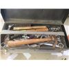 Image 2 : Metal Tool Box Full of Tools; Sockets, Hammer, Wrenches, Tin Snips, Screwdrivers, Vice Grips plus mo