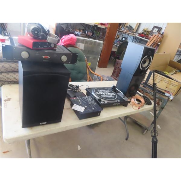 Denon DPDJ151 Turntable, Tannoy Speakers + Sub Vestax Mixing