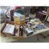 Image 1 : 2 Boxes Flooring Staples, Baldwin Door Handles, 2/3 Box of Drywall Screws, Various Hardwares ,  Wall