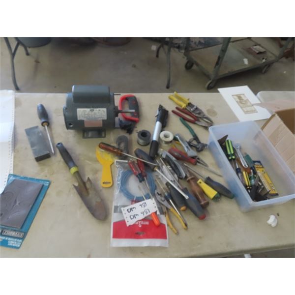 1/3 HP Electric Motor & Odds n Ends of Hand Tools