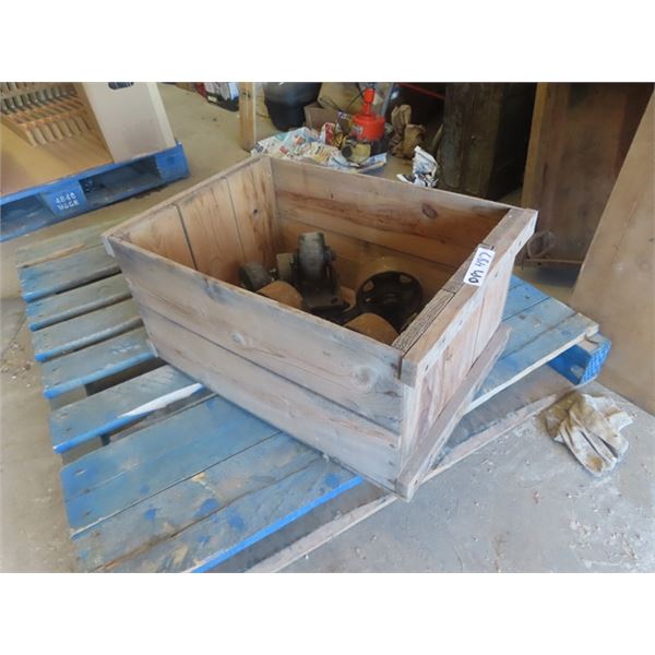 9 Heavy Duty Castors & Wooden Crate