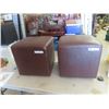 Image 1 : 2 Leather Cube Ottomans 16" x 16" x 16"
