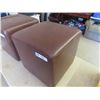 Image 2 : 2 Leather Cube Ottomans 16" x 16" x 16"