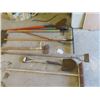 Image 1 : 9 Yard Hand Tools; Spade, Squeegee, Hoe, Rake, axe, Edger plus more