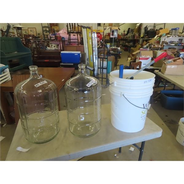2 Wine Carboys & Wine Making Accessories