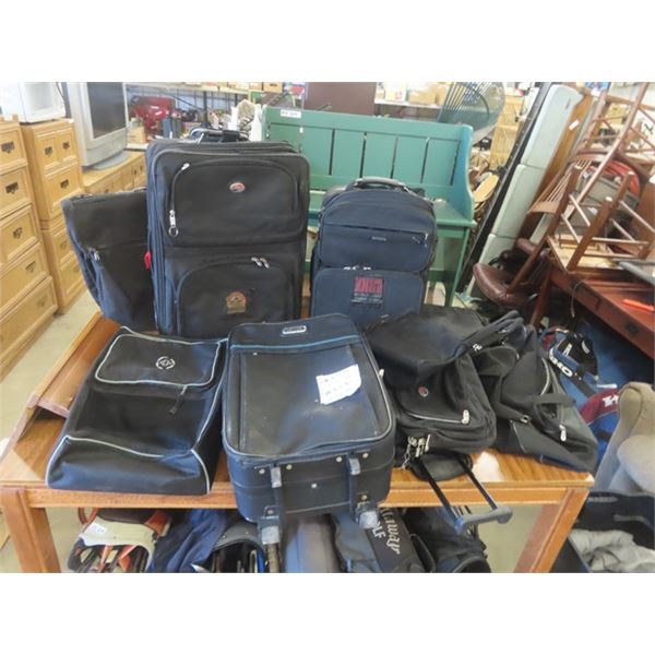 Approximately 9 Suit Cases & Carriers