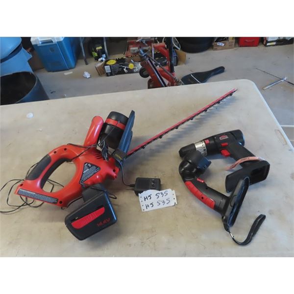 B+D Cordless Hedger with Battery + Charger, Jobmate Drill + Flashlight with Battery + Charger
