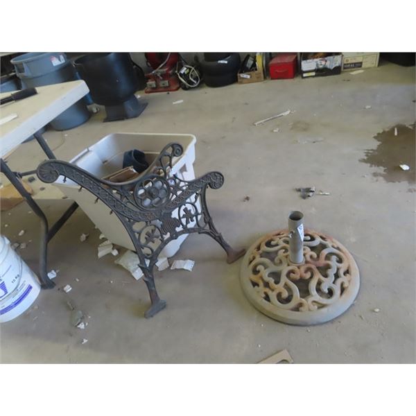 Cast Bench End, Cast Patio Stand