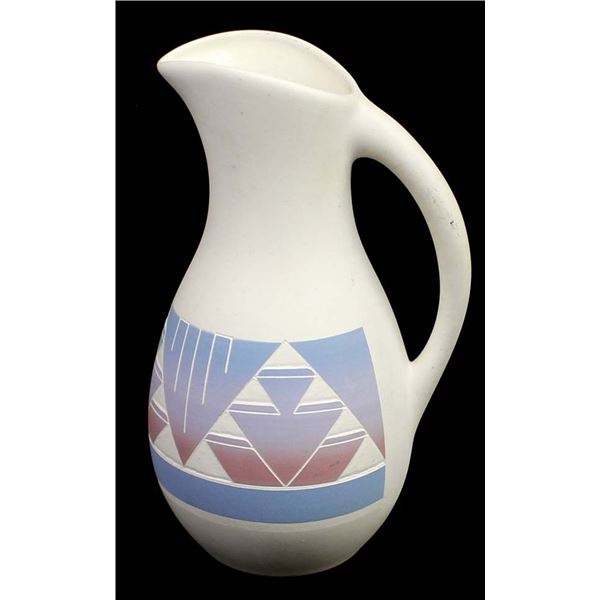 Sioux Hand Painted Ceramic Pottery Pitcher