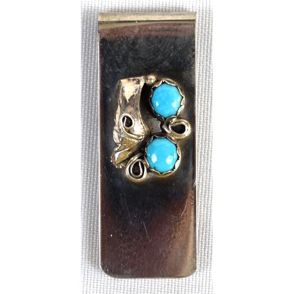 Navajo Sterling Turquoise Money Clip