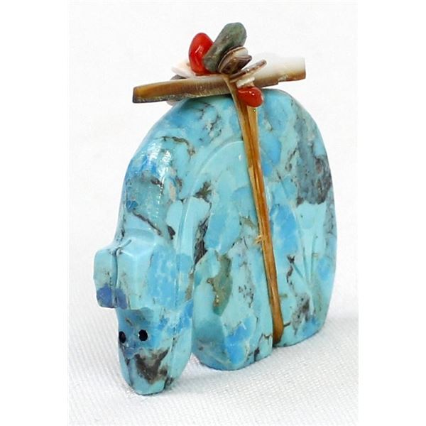Zuni Turquoise Bear Fetish by Stewart Quandelacy