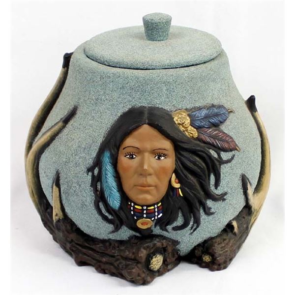 Hand Painted Lidded Ceramic Pottery Jar