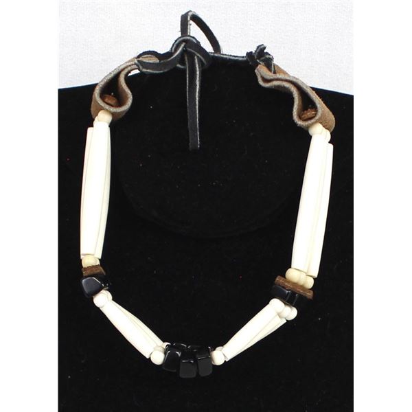 Cherokee Leather and Bead Choker